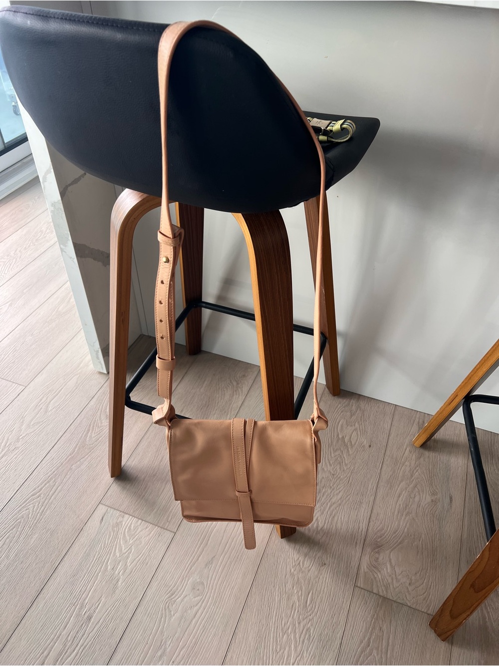 Cynthia Vincent Nude Tan Leather Crossbody Bag